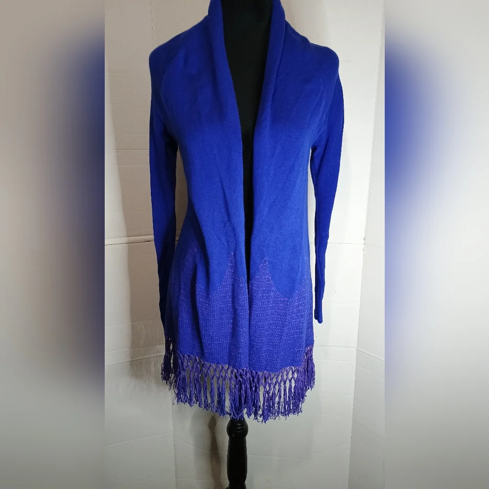 Lilly Pulitzer Elegant Blue Fringe Women's Cardigan Sweater Size Small